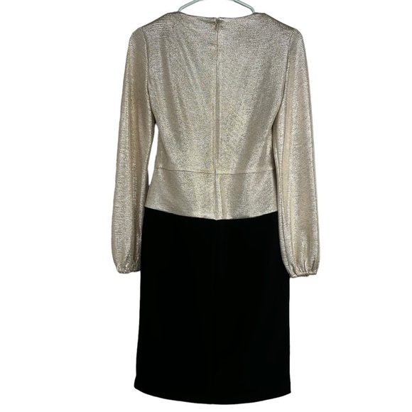 Lauren Ralph Lauren V-Neck Twist Front Layered Look Dress size 2 Gold and Black - Picture 3 of 9